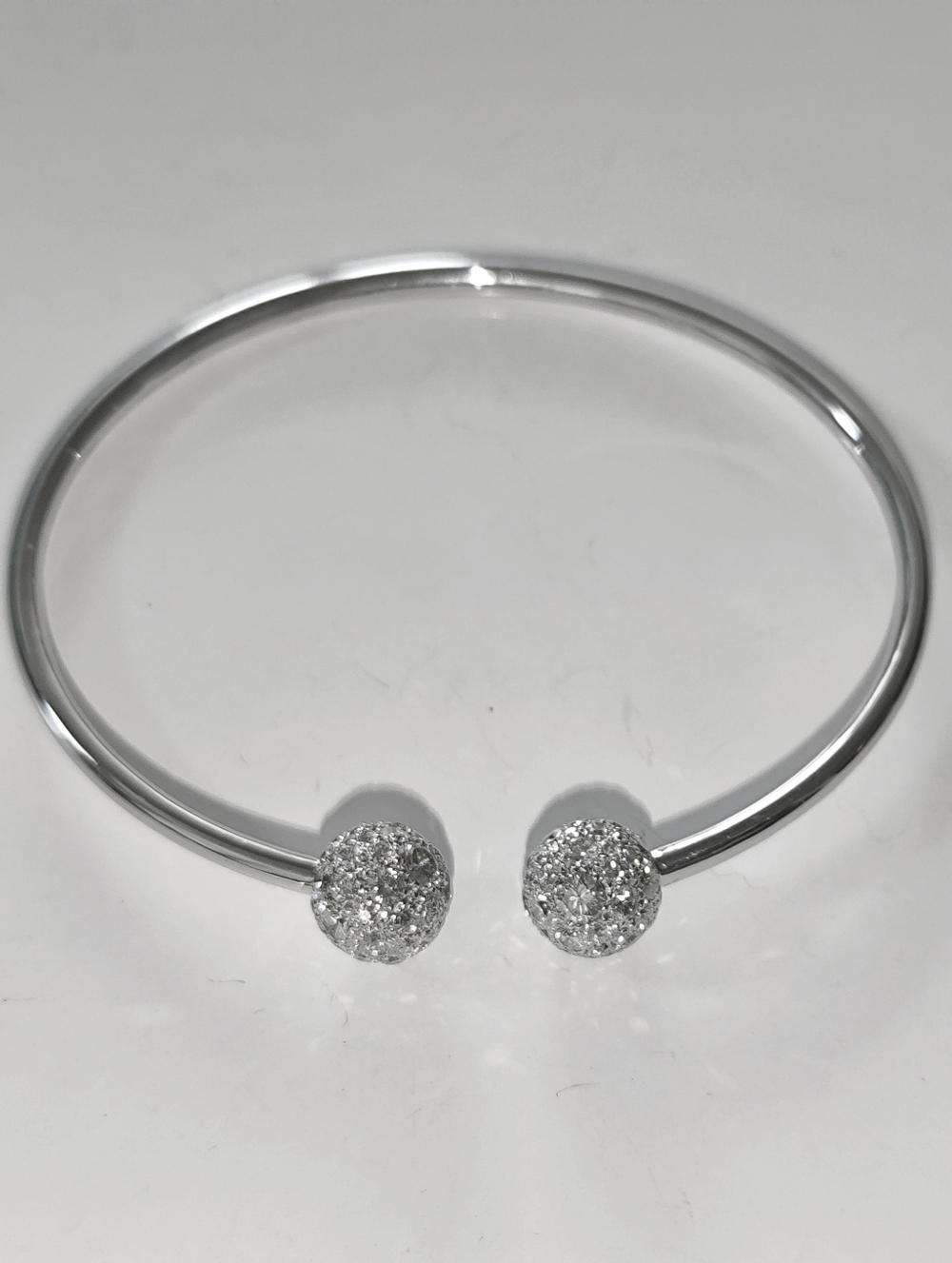 Tiffany & Co 18K Gold HardWear Two Diamond Ball Bracelet Cuff